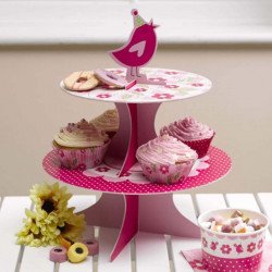 Support à gâteaux rose bonbon avec cupcake 