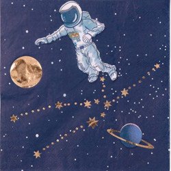 Serviette astronaute bleu nocturne (x16)