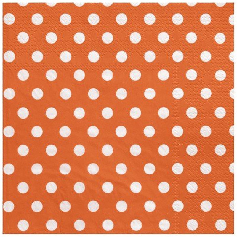 Serviette à pois orange (x20)