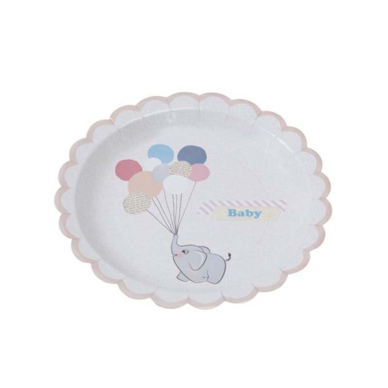 Assiette Elephant aux ballons (x8)