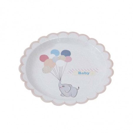 Assiette Elephant aux ballons (x8)