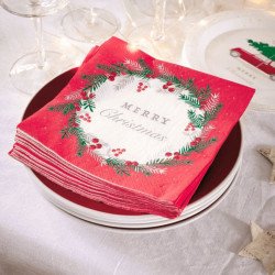 20 Serviettes rouges Noël