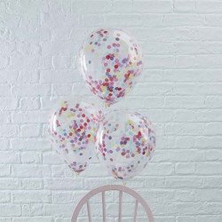 Ballons transparents confettis glitter multicolore (x5)