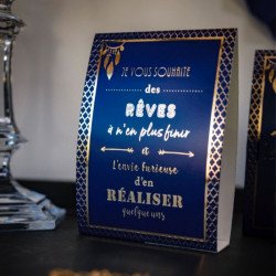 5 cartons de table "citations" bleu nuit & or