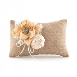 Coussin alliance jute et fleurs 