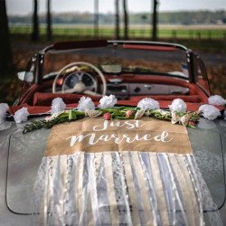 Kit voiture des mariés "jute & dentelle" (x6)