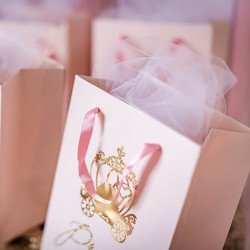 4 Sacs cadeaux princesse rose paillettes et or