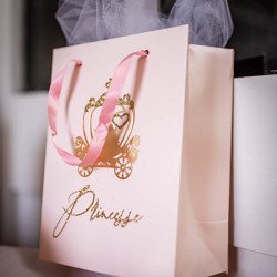 4 Sacs cadeaux princesse rose paillettes et or