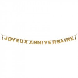 Guirlande "Joyeux Anniversaire"  Tassel & Paillettes Dorées