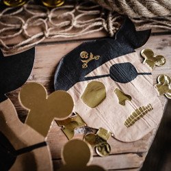 16 Serviettes pirate kraft noir et dorure or