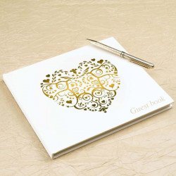 Livre d'or ivoire motif coeur doré