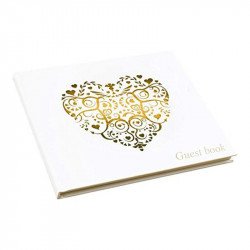 Livre d'or ivoire motif coeur doré