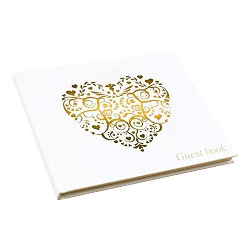 Livre d'or ivoire motif coeur doré