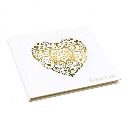 Livre d'or ivoire motif coeur doré