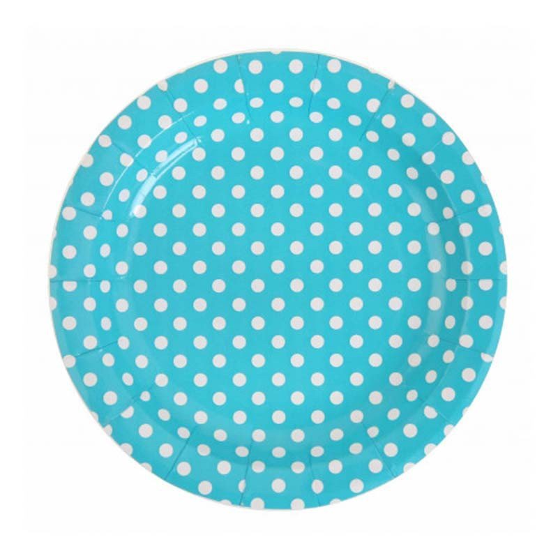 Assiettes à pois turquoise (x10)