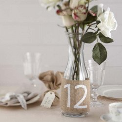 Numéros de table jute vintage 1 à 12