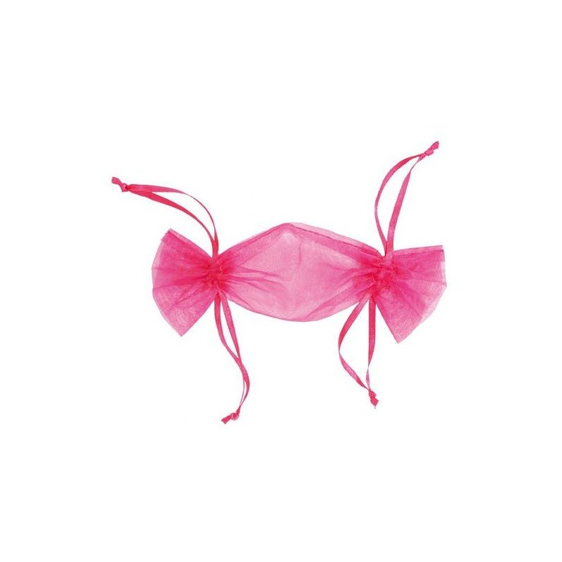 Petit sachet bonbon organdi fushia (x6)