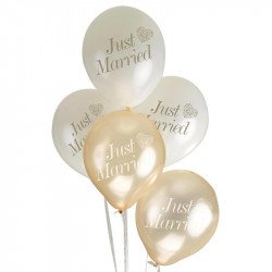 ballons just married coeur argent (x8)