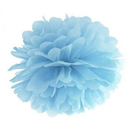 Pompons 2  tailles bleu (x5)