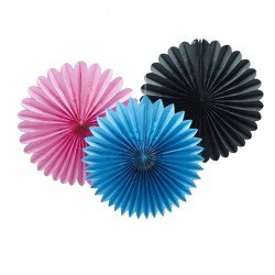 Rosace multicolore rose bleu noir(x3)