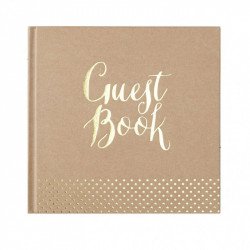 Livre d'or Kraft écriture "guest book" et pois doré