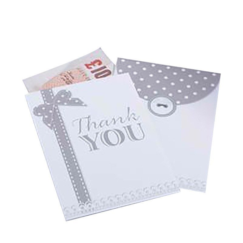 Enveloppe Vintage "thank you" argent (x10)