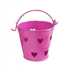 Petit pot en zinc cœur rose (x5)