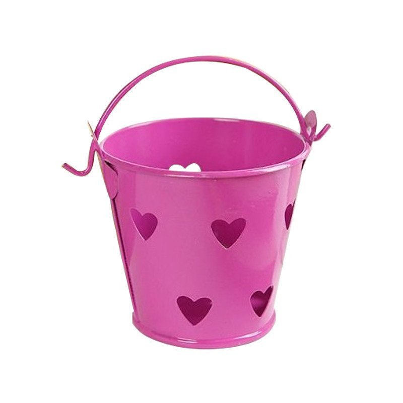 Petit pot en zinc cœur rose (x5)