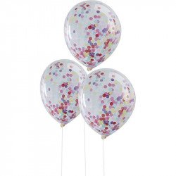 Ballons transparents confettis glitter multicolores (x5)