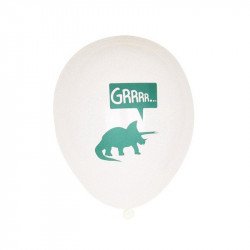 Ballon dinosaure anniversaire garçon blanc et menthe (x5)