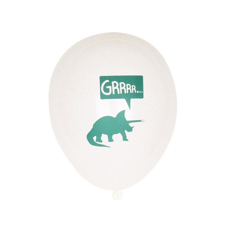 Ballon dinosaure anniversaire garçon blanc et menthe (x5)