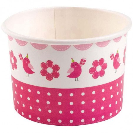 Coupe en papier rose bonbon sur une table (x8)