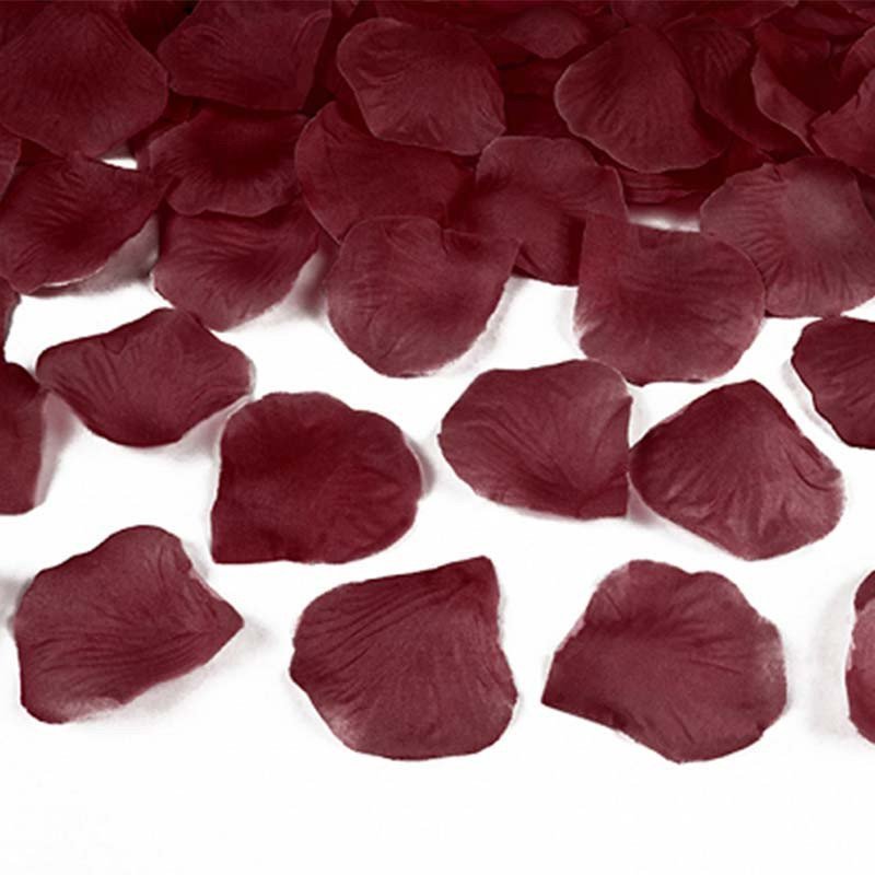 Pétales avec feuilles en tissu couleur bordeaux