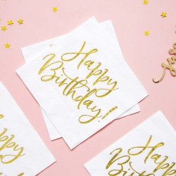 Serviettes "Happy Birthday" dorées (x20)