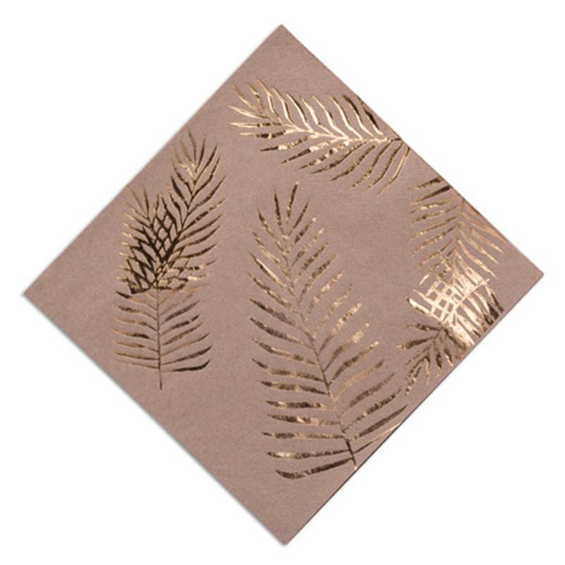 Serviettes Kraft Palmiers dorés Tropi Chic (x16)