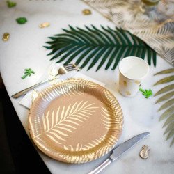 Assiettes Kraft Palmiers dorés Tropi Chic (x8)