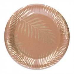 Assiettes Kraft Palmiers dorés Tropi Chic (x8)