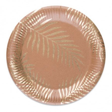 Assiettes Kraft Palmiers dorés Tropi Chic (x8)