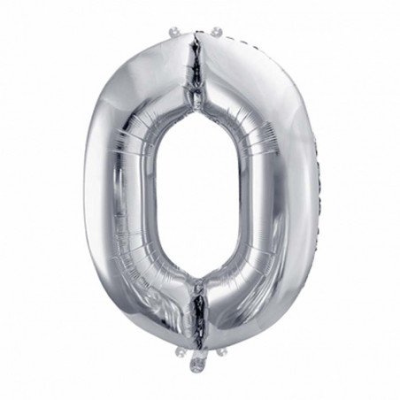 Ballons chiffres 0 argent -35 cm