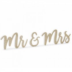 Inscription en bois "Mr & Mrs" dorée