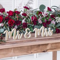 Inscription en bois "Mr & Mrs" dorée