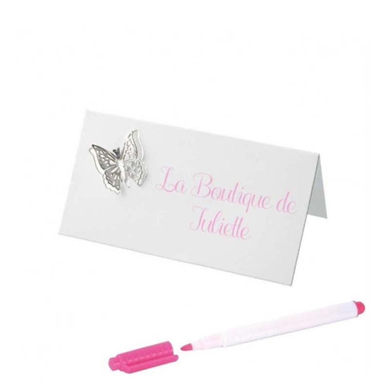 Marque place papillon 3D blanc (x10)