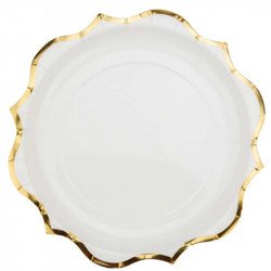 Assiettes blanches liseré doré (x8)