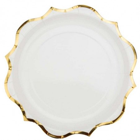 Assiettes blanches liseré doré (x8)