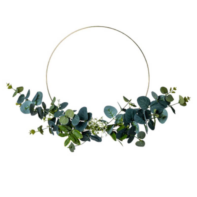 Couronne d'eucalyptus sur métal doré - 30 cm