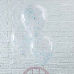 Ballons transparents confettis bleu (x5)