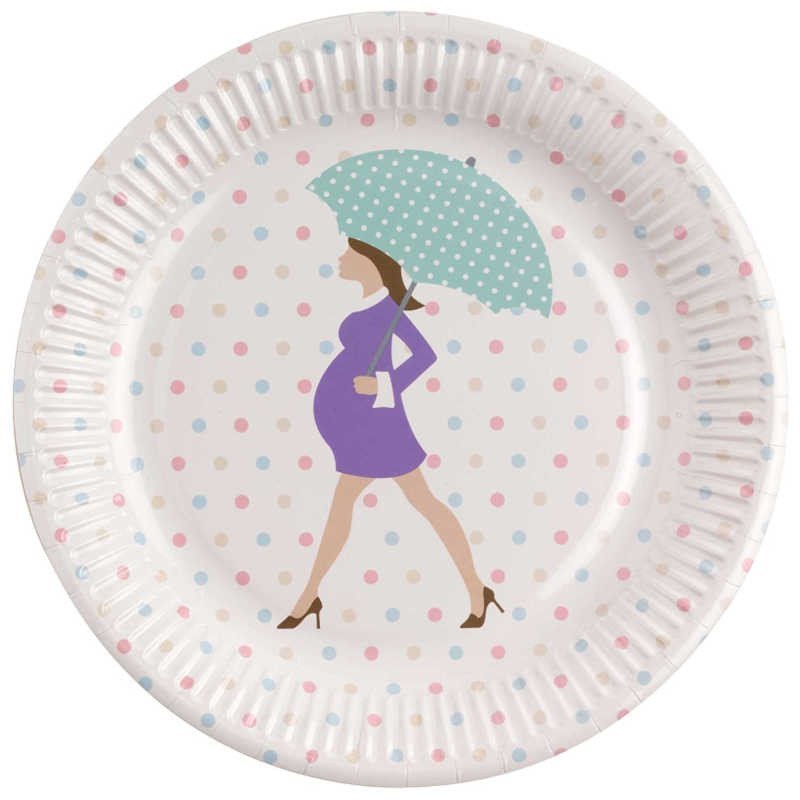 Assiettes Baby shower purple sur une table (x8)