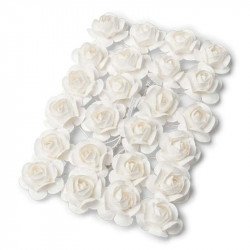 24 Roses en papier rose sur tige