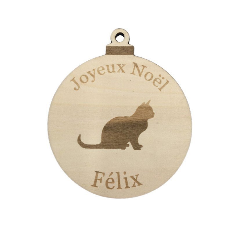 Boule de Noël chat en peuplier