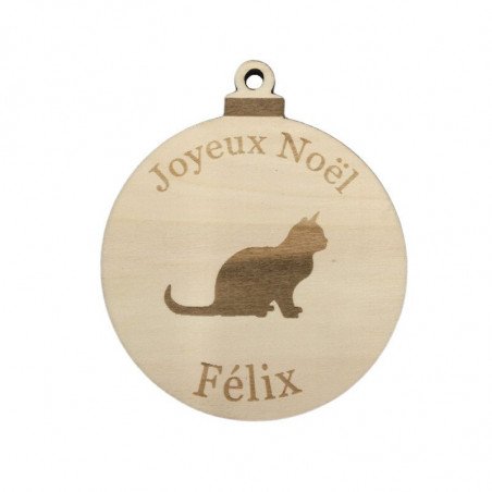 Boule de Noël chat en peuplier